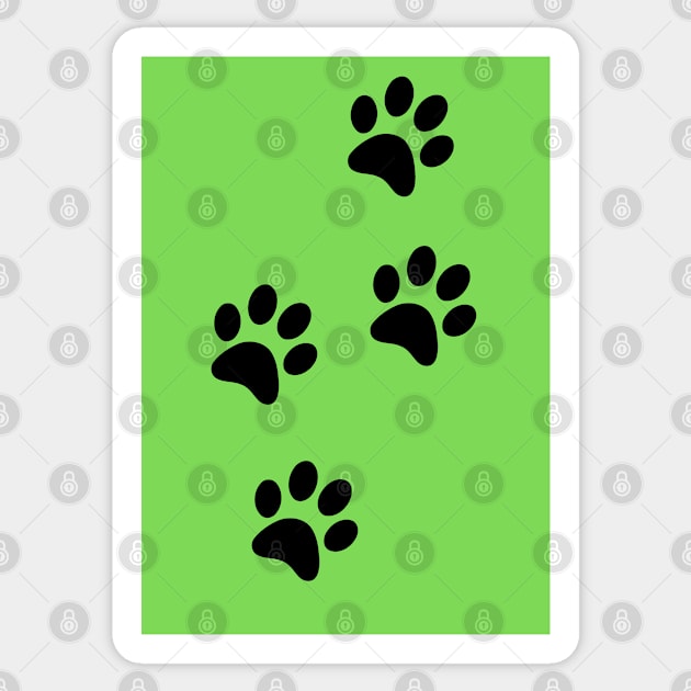 Black Pawprints on Light Green Sticker by Blue Butterfly Designs 